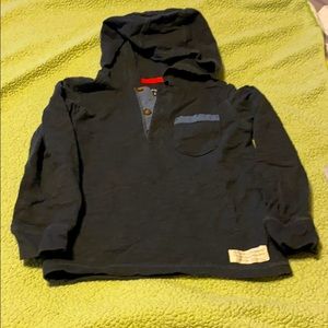 Long Sleeve Dark Gray Hooded Shirt